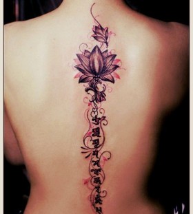 Back lotus flower tattoo