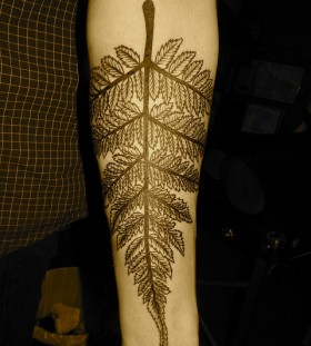 Black amazing leaf tattoo