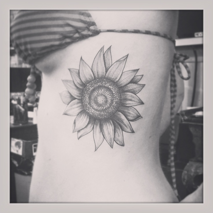 Black and white sunflower tattoo