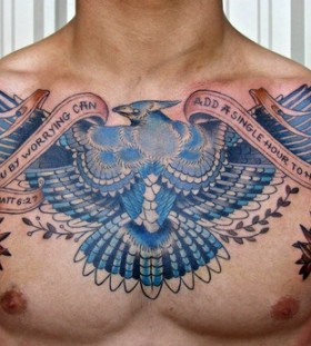 Blue bird tattoo on chest
