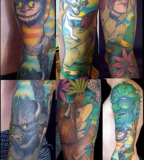 Colorful animals wild tattoo