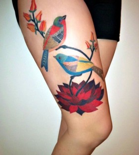 Colorful birds legs tattoo