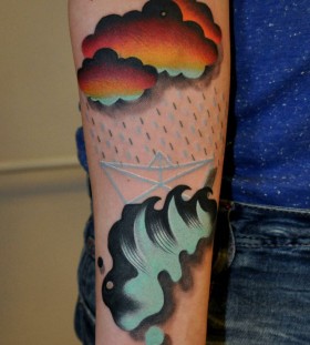 Colorful clouds cool tattoo