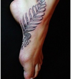 Foot leaf tattoo