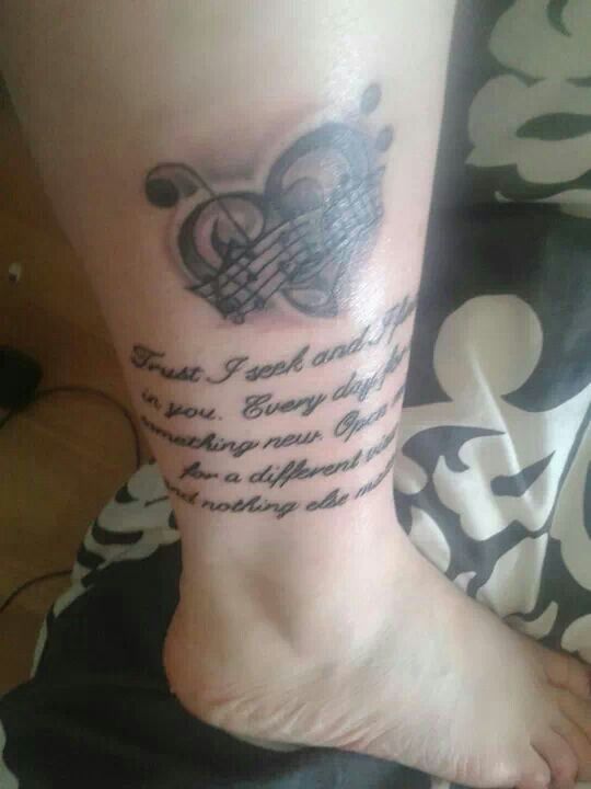 Heart and words music style tattoo