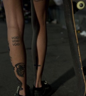 Lovely words legs tattoo