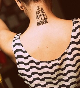 Pretty girl's ship tattoo