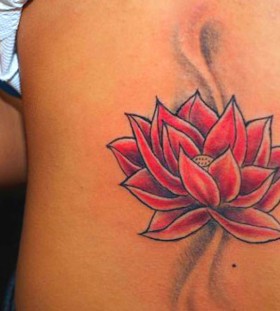 Red lotus flower tattoo