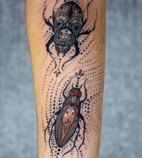Two beetles insect tattoo