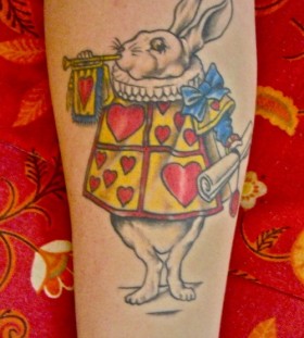 Adorable simple rabbit tattoo on arm