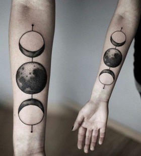 Black lovely moon tattoo on arm