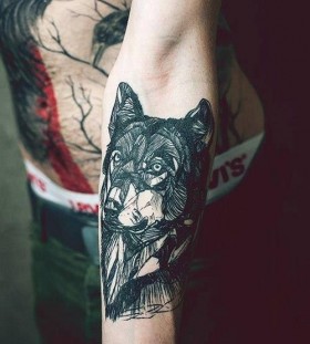 Girl with wolf tattoo