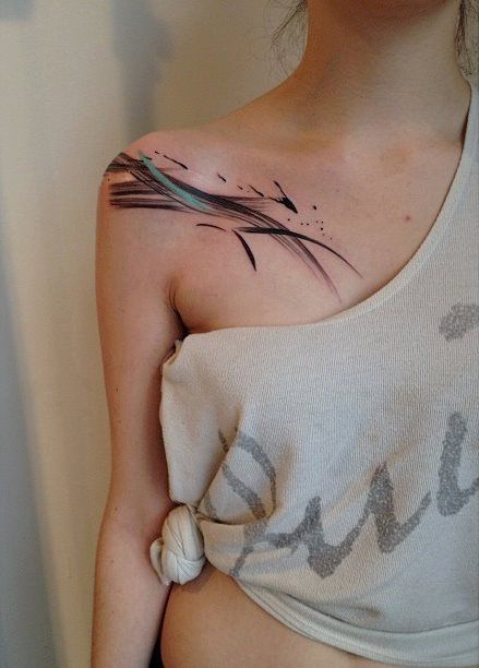 Gorgeous girl shoulder watercolor tattoo