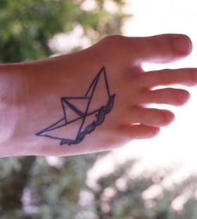 Paper boat tattoo