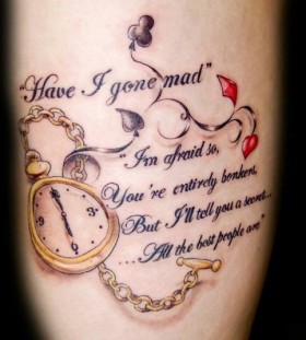 Quote watch and quote tattoo on leg