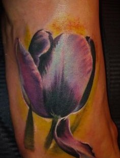 Tulip tattoo on foot