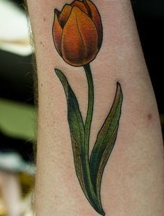 Yellow tulip tattoo