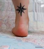 Back black compass tattoo on leg