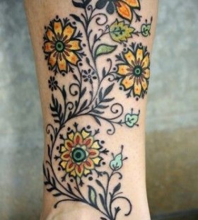 Bes flower yellow tattoo