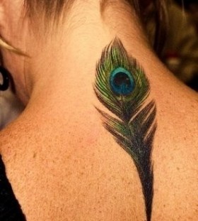 Green back peacock tattoo
