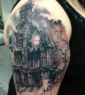 Hunted black house tattoo