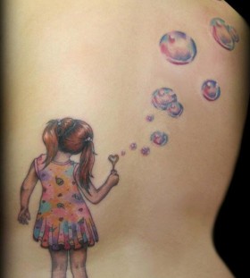 Red and blue bubbles tattoo