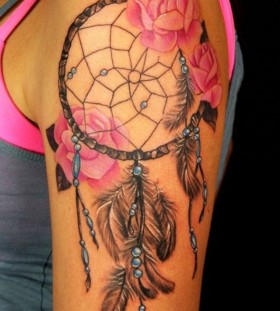 Rose lovely dreamcatcher tattoo
