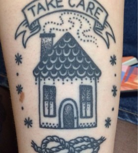 Simple black house tattoo