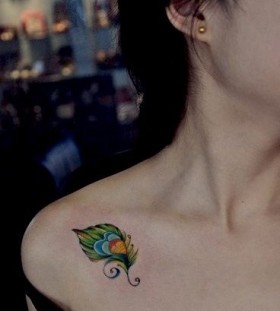 Small shoulder peacock tattoo