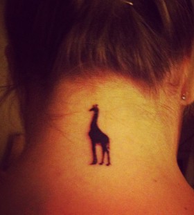 black giraffe tattoo on neck