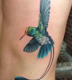 Cool 3D Flying Hummingbird Tattoo Design