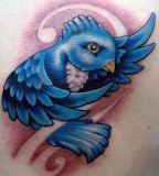 Beautiful 3D Blue Bird Tattoo Design