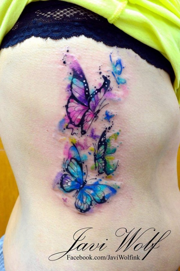Adorable looking watercolor butterfly tattoo