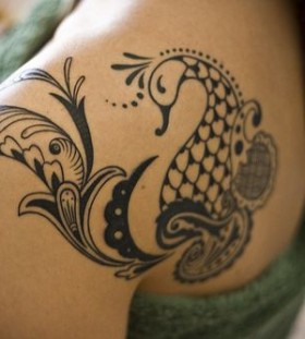 Adorable shoulder's tribal bird tattoo