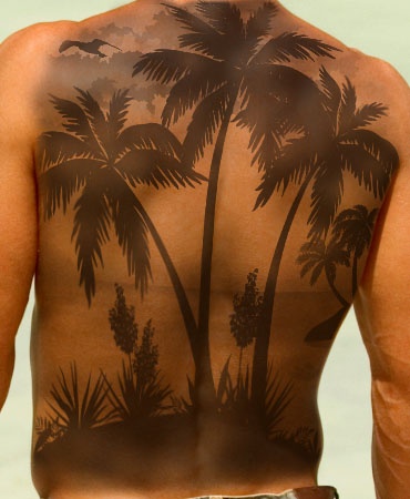 Amazing palm tree back tattoo