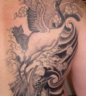 Awesome crane back tattoo