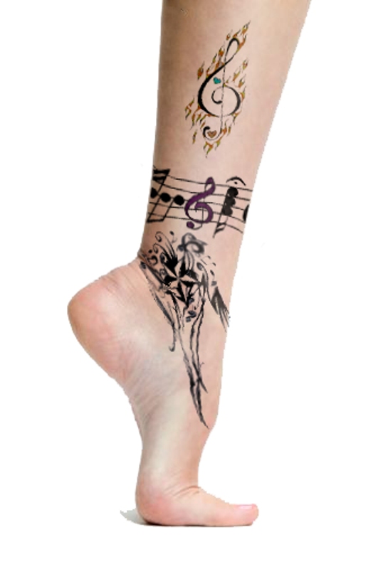 Awesome music notes ankle tattoo