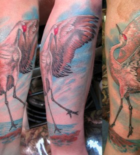 Beautiful crane leg tattoo