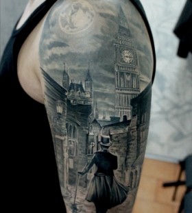 Black London town tattoo