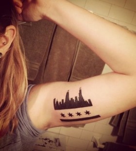 Black stars and town tattoo