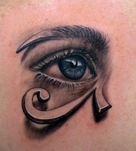 Blue adorable egyptian eye tattoo
