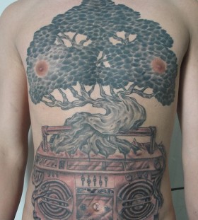 Boombox tree large tattoo