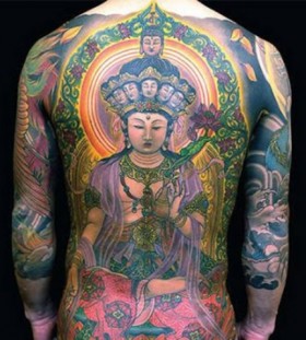 Buddhist style  full back tattoo