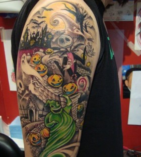 Colourful jack skellington tattoo