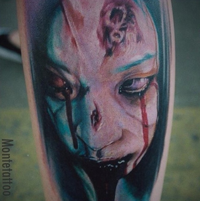 creepy Japanese horror movie tattoo