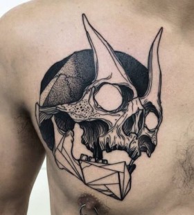 Cool skull tattoo by Michele Zingales