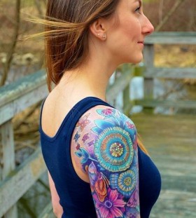 Crazy shoulder watercolor butterfly tattoo