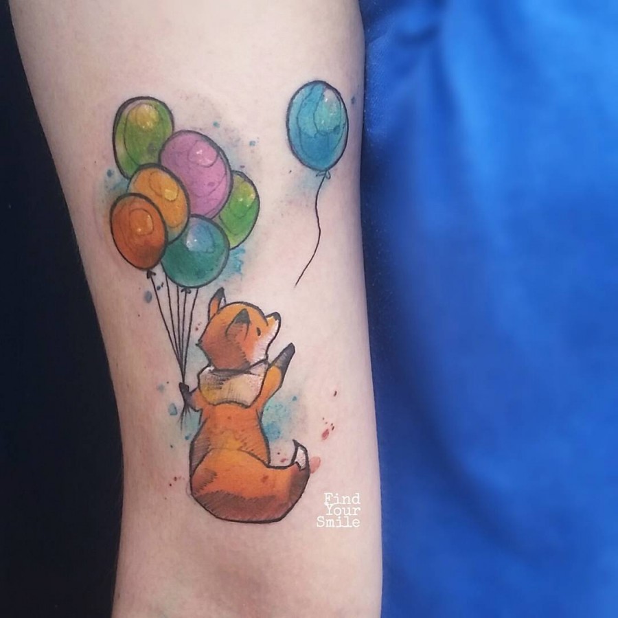 cute-fox-and-balloons-watercolor-tattoo