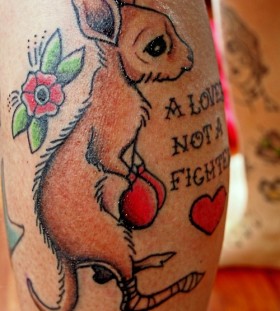 Cute kangaroo and quote tattoo