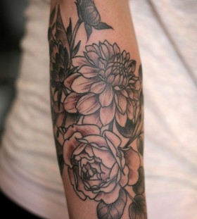 Dahlia and rose tattoo
